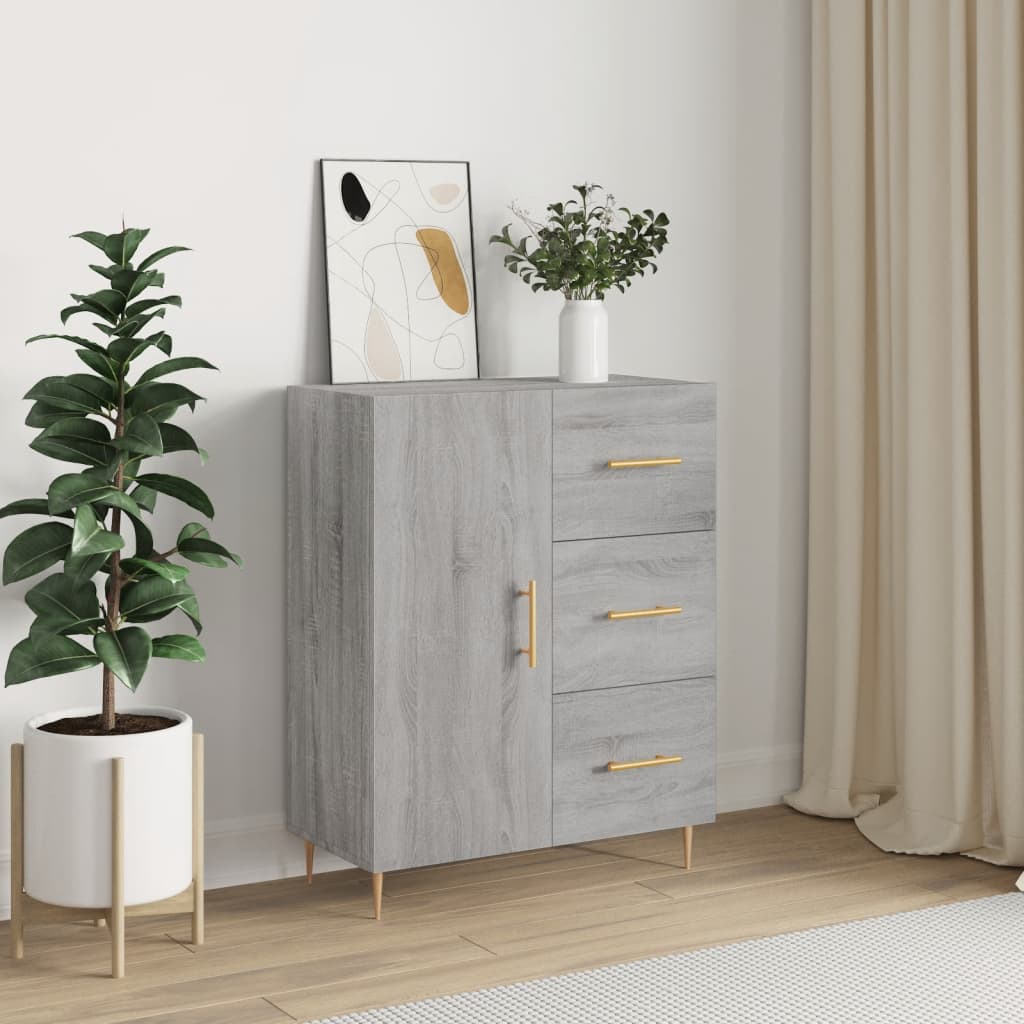 skænk 69,5x34x90 cm konstrueret træ grå sonoma-eg