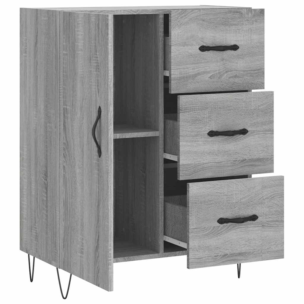 skænk 69,5x34x90 cm konstrueret træ grå sonoma-eg