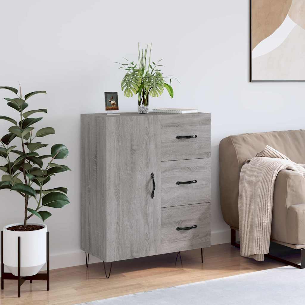 skænk 69,5x34x90 cm konstrueret træ grå sonoma-eg