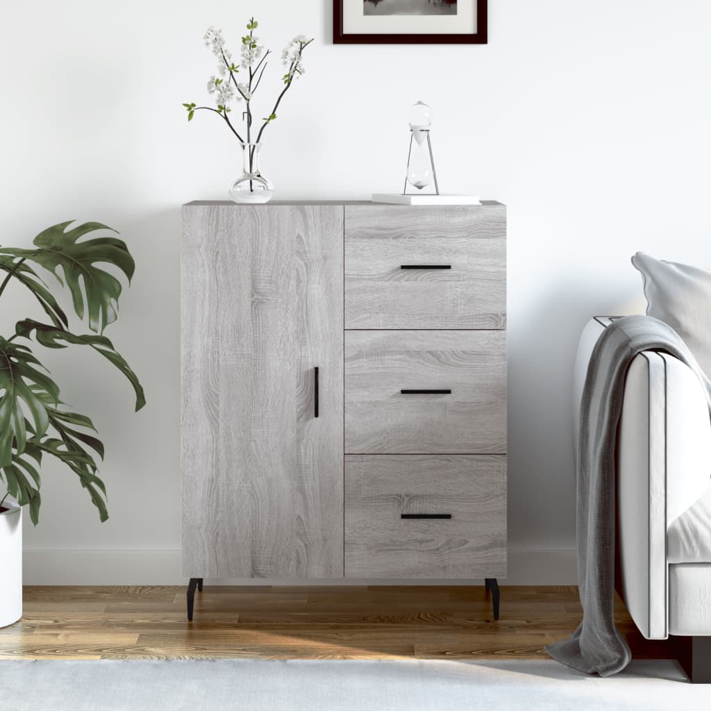 skænk 69,5x34x90 cm konstrueret træ grå sonoma-eg