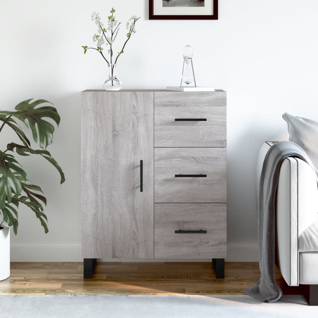 skænk 69,5x34x90 cm konstrueret træ grå sonoma-eg