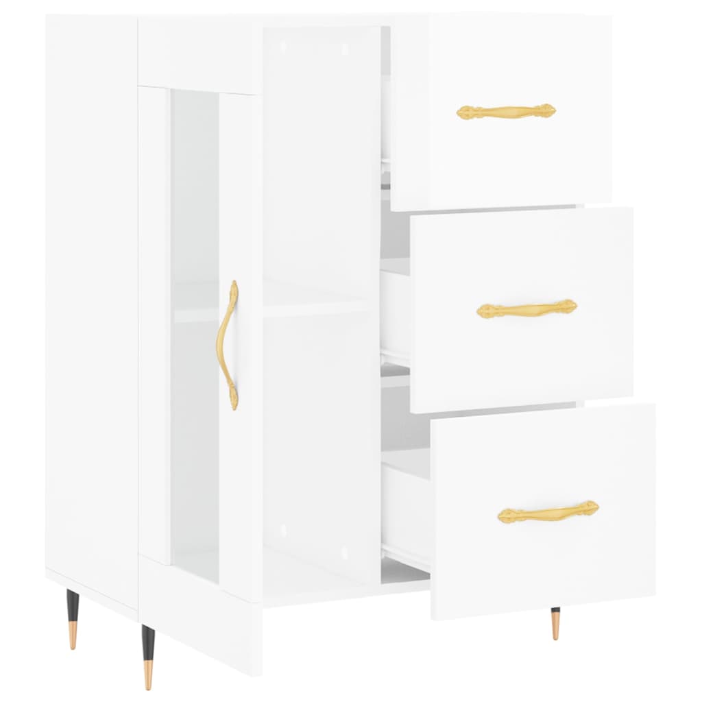 skænk 69,5x34x90 cm konstrueret træ hvid højglans