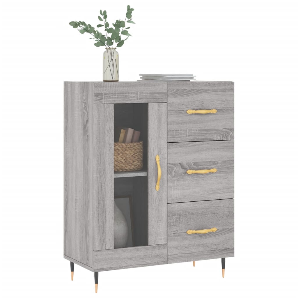 skænk 69,5x34x90 cm konstrueret træ grå sonoma-eg