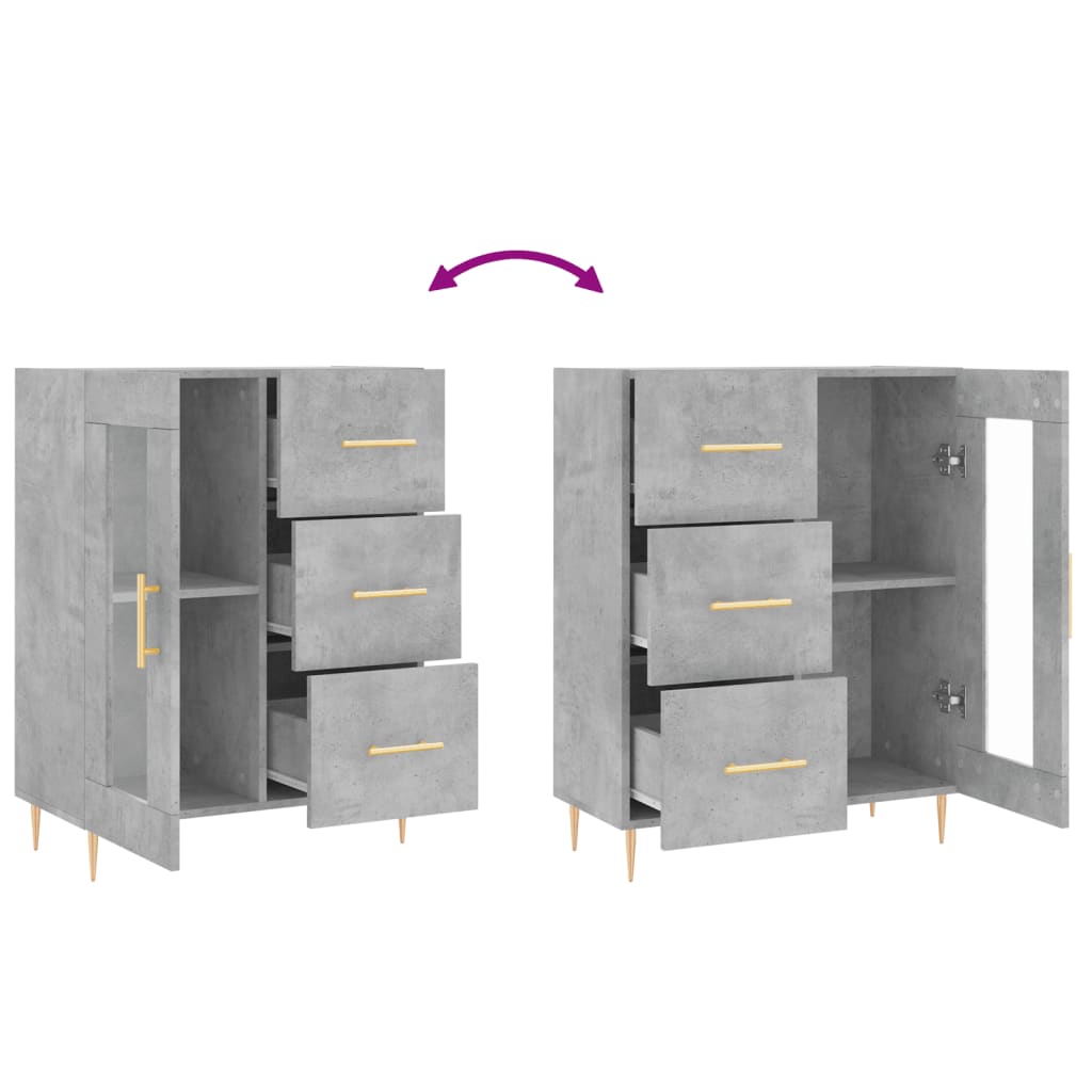 skænk 69,5x34x90 cm konstrueret træ betongrå
