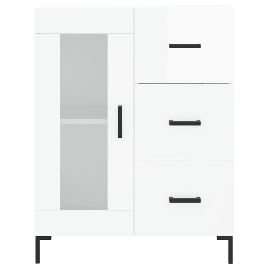 skænk 69,5x34x90 cm konstrueret træ hvid højglans