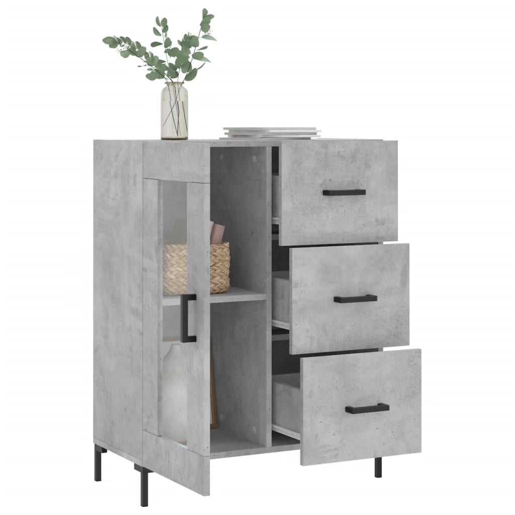 skænk 69,5x34x90 cm konstrueret træ betongrå