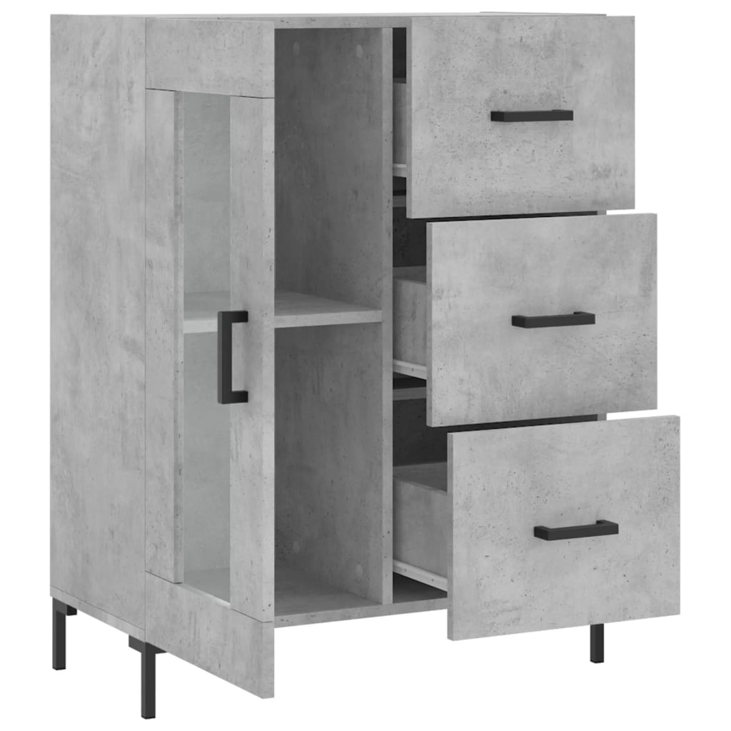skænk 69,5x34x90 cm konstrueret træ betongrå
