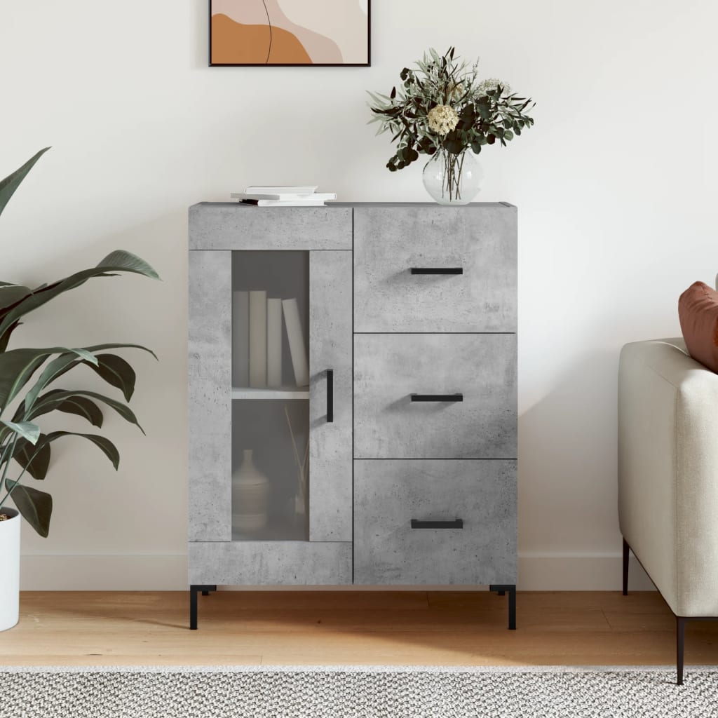 skænk 69,5x34x90 cm konstrueret træ betongrå
