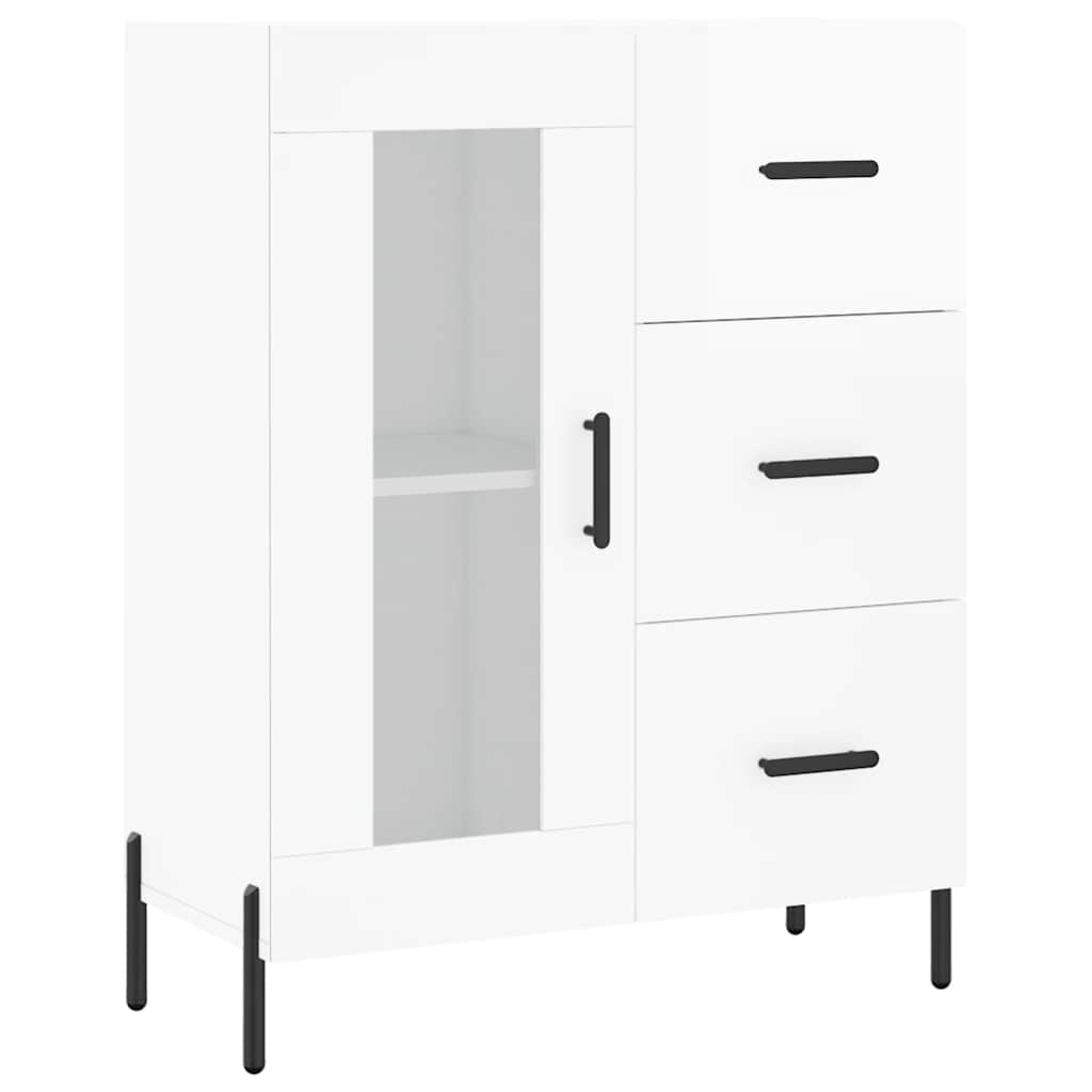 skænk 69,5x34x90 cm konstrueret træ hvid højglans