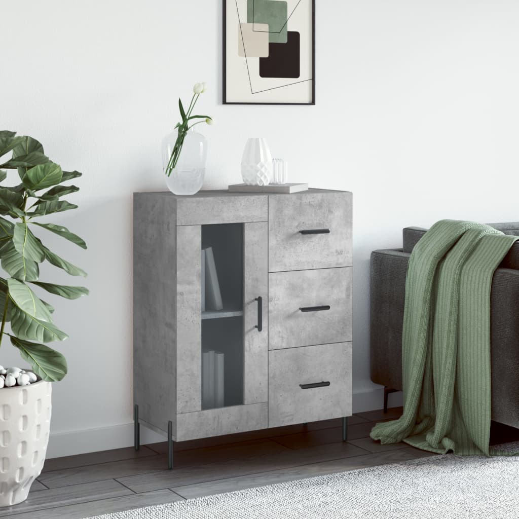 skænk 69,5x34x90 cm konstrueret træ betongrå
