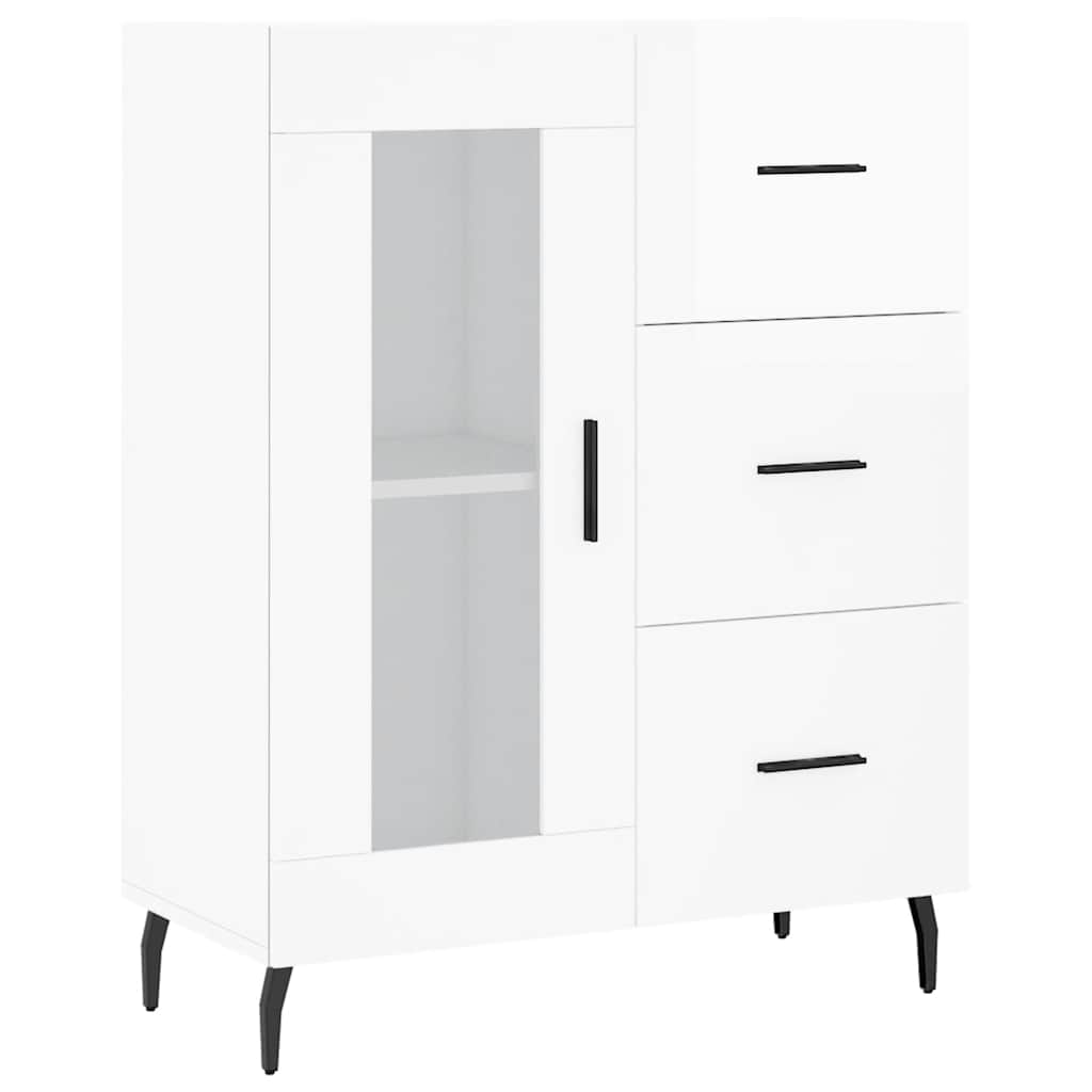 skænk 69,5x34x90 cm konstrueret træ hvid højglans