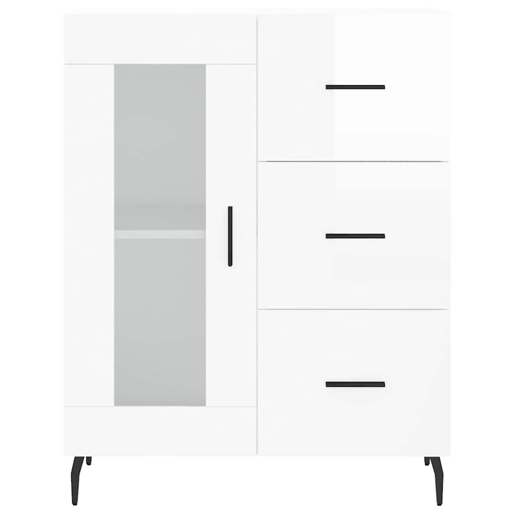 skænk 69,5x34x90 cm konstrueret træ hvid højglans