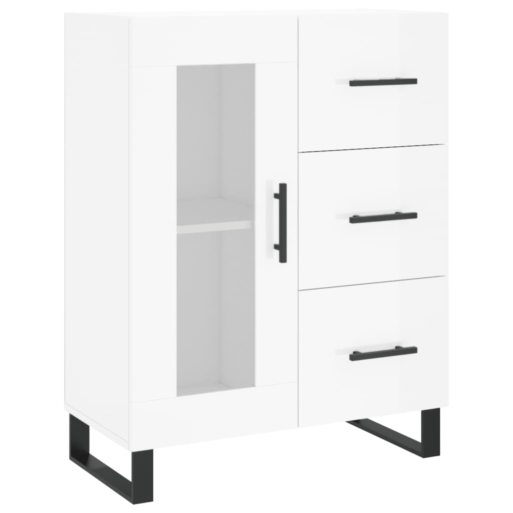 skænk 69,5x34x90 cm konstrueret træ hvid højglans