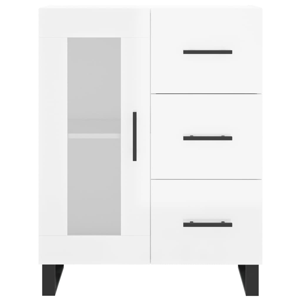 skænk 69,5x34x90 cm konstrueret træ hvid højglans