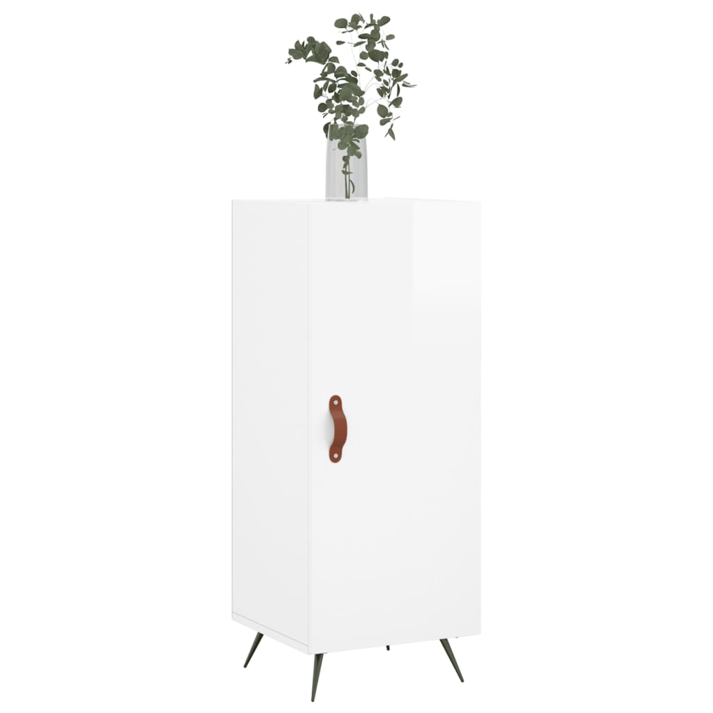 skænk 34,5x34x90 cm konstrueret træ hvid højglans