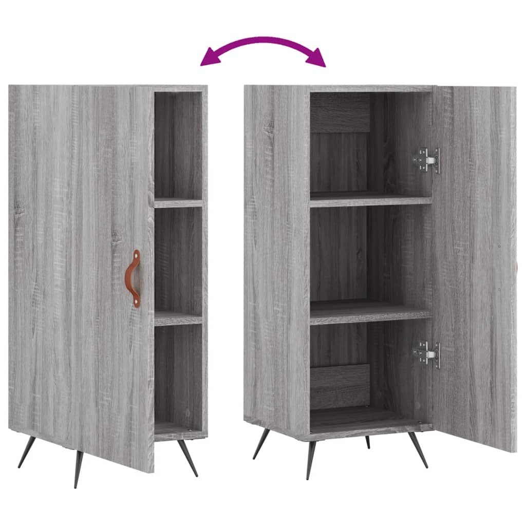 skænk 34,5x34x90 cm konstrueret træ grå sonoma-eg
