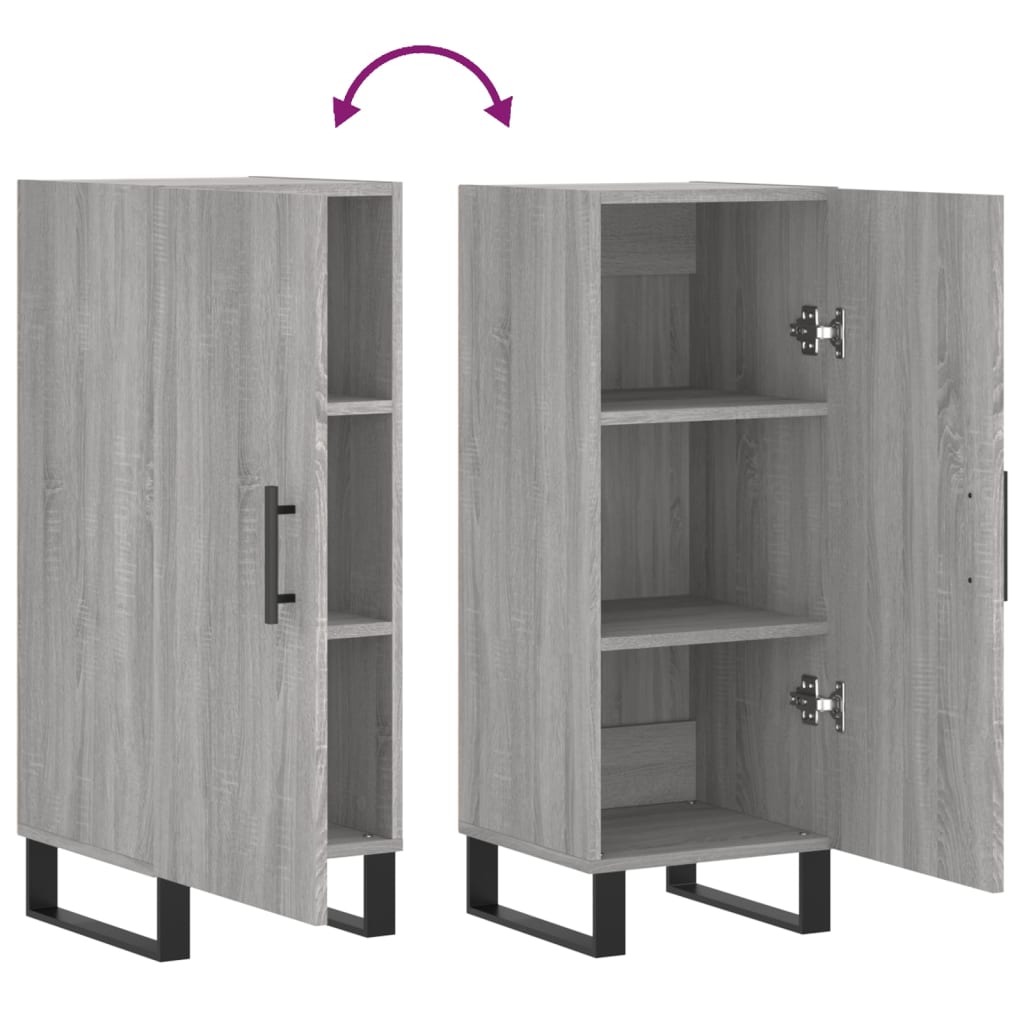 skænk 34,5x34x90 cm konstrueret træ grå sonoma-eg