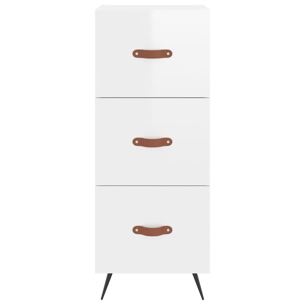 skænk 34,5x34x90 cm konstrueret træ hvid højglans