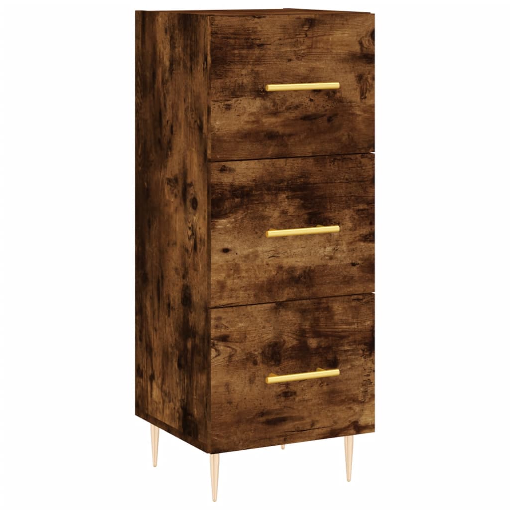 skænk 34,5x34x90 cm konstrueret træ røget egetræsfarve