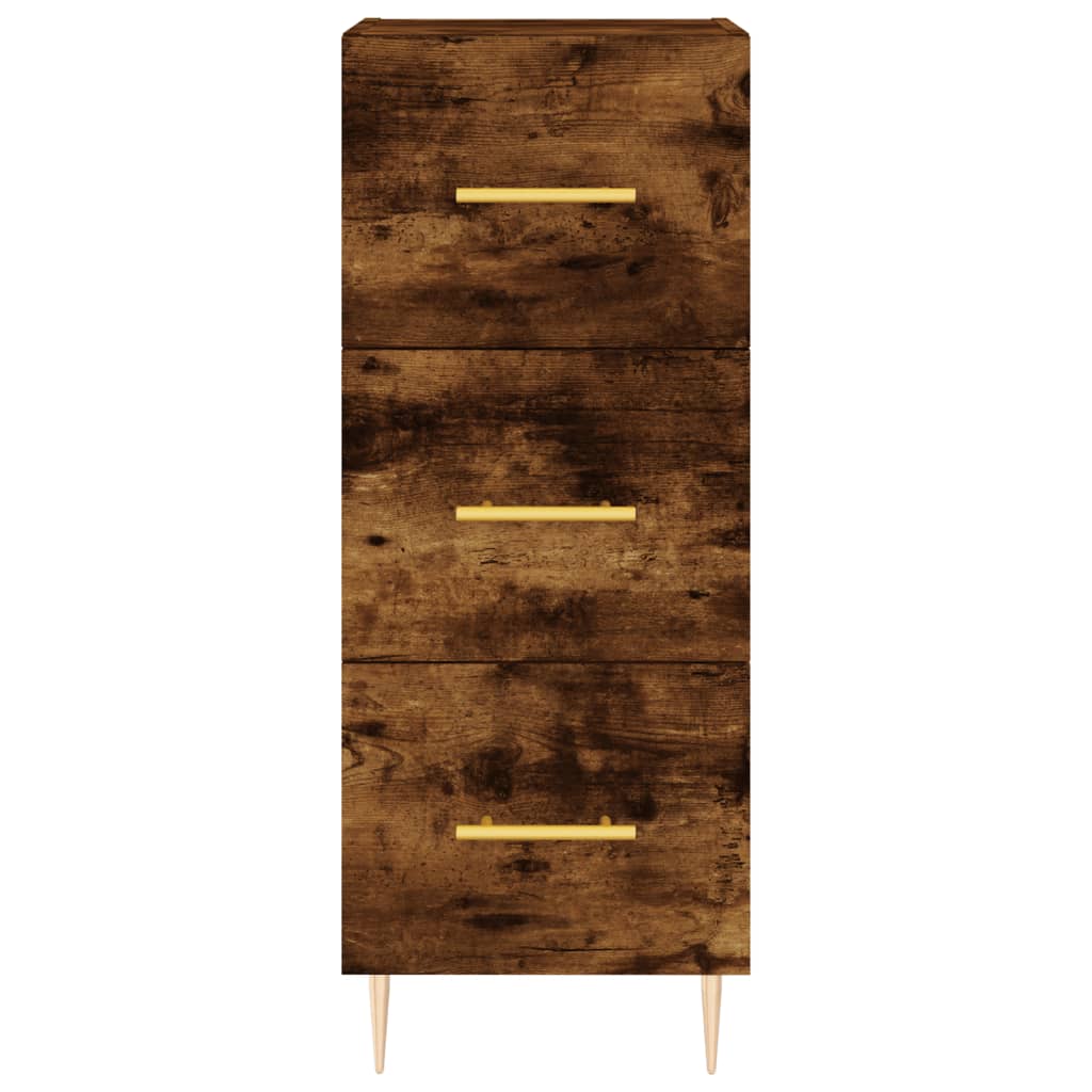 skænk 34,5x34x90 cm konstrueret træ røget egetræsfarve