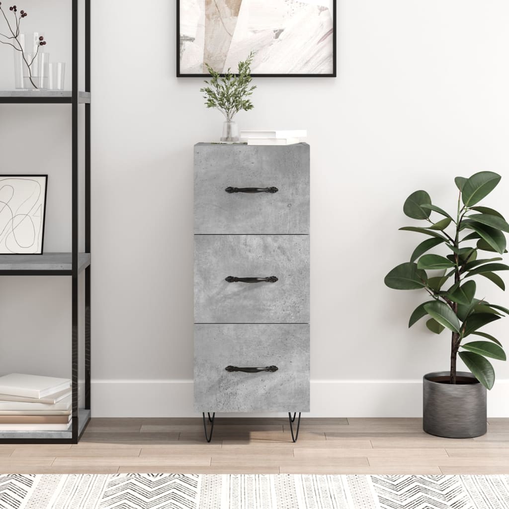 skænk 34,5x34x90 cm konstrueret træ betongrå