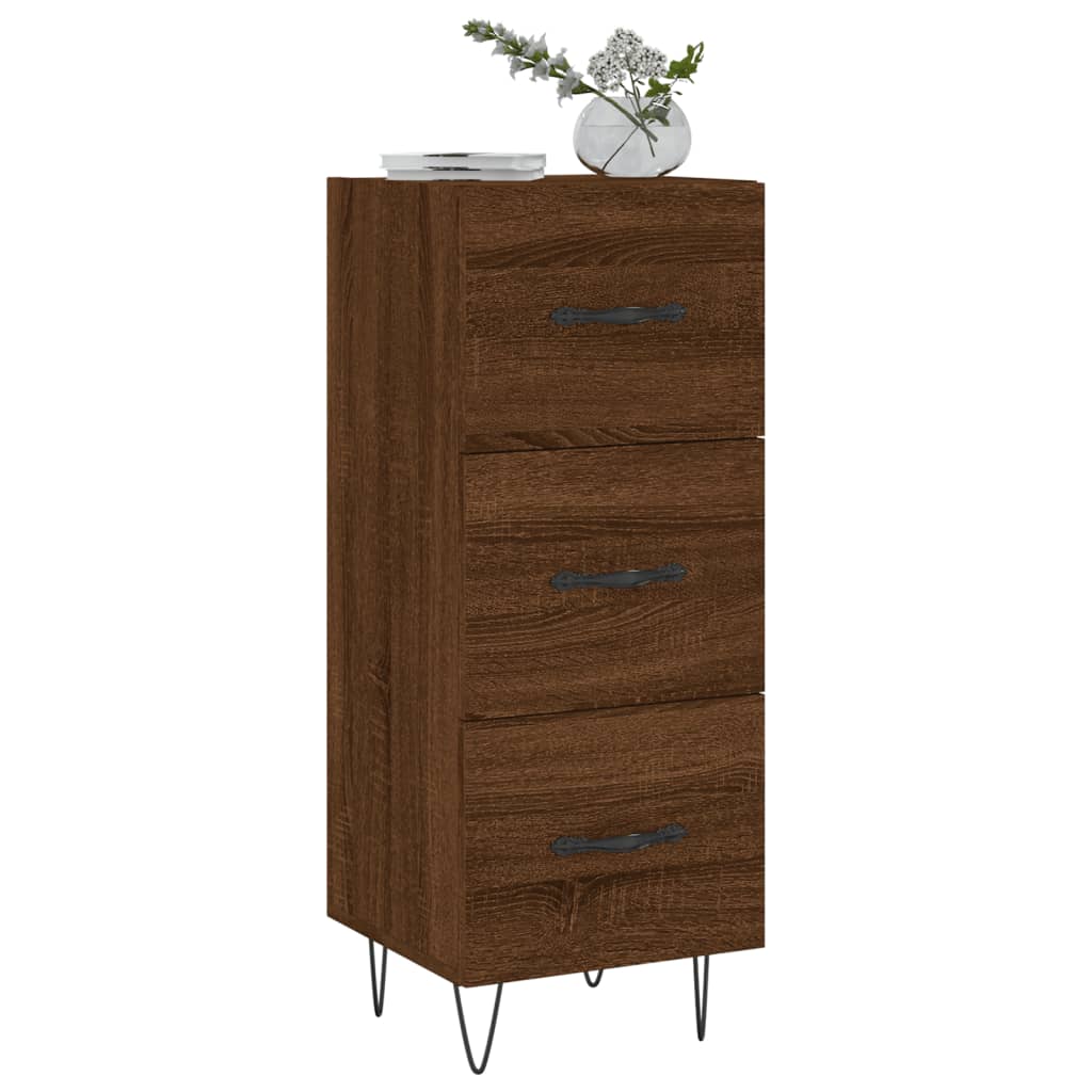 skænk 34,5x34x90 cm konstrueret træ brun egetræsfarve