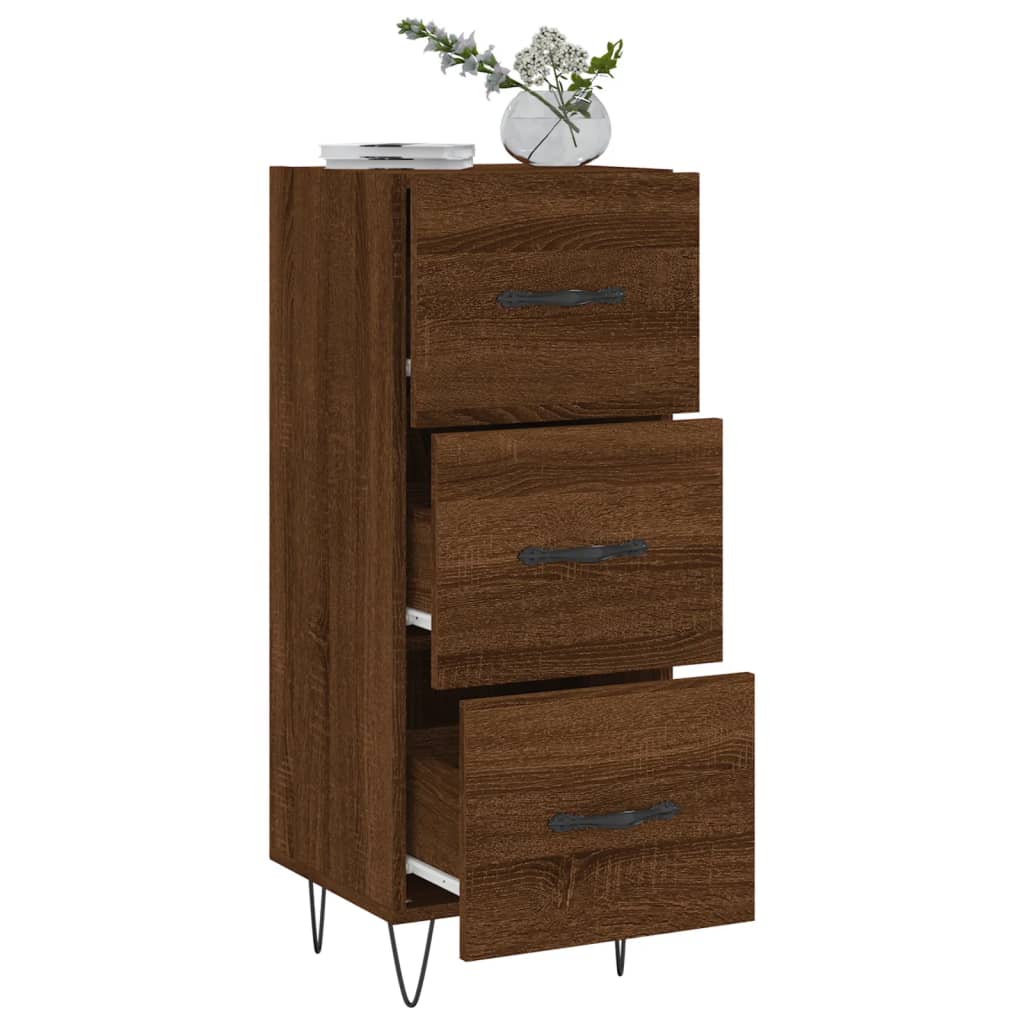 skænk 34,5x34x90 cm konstrueret træ brun egetræsfarve