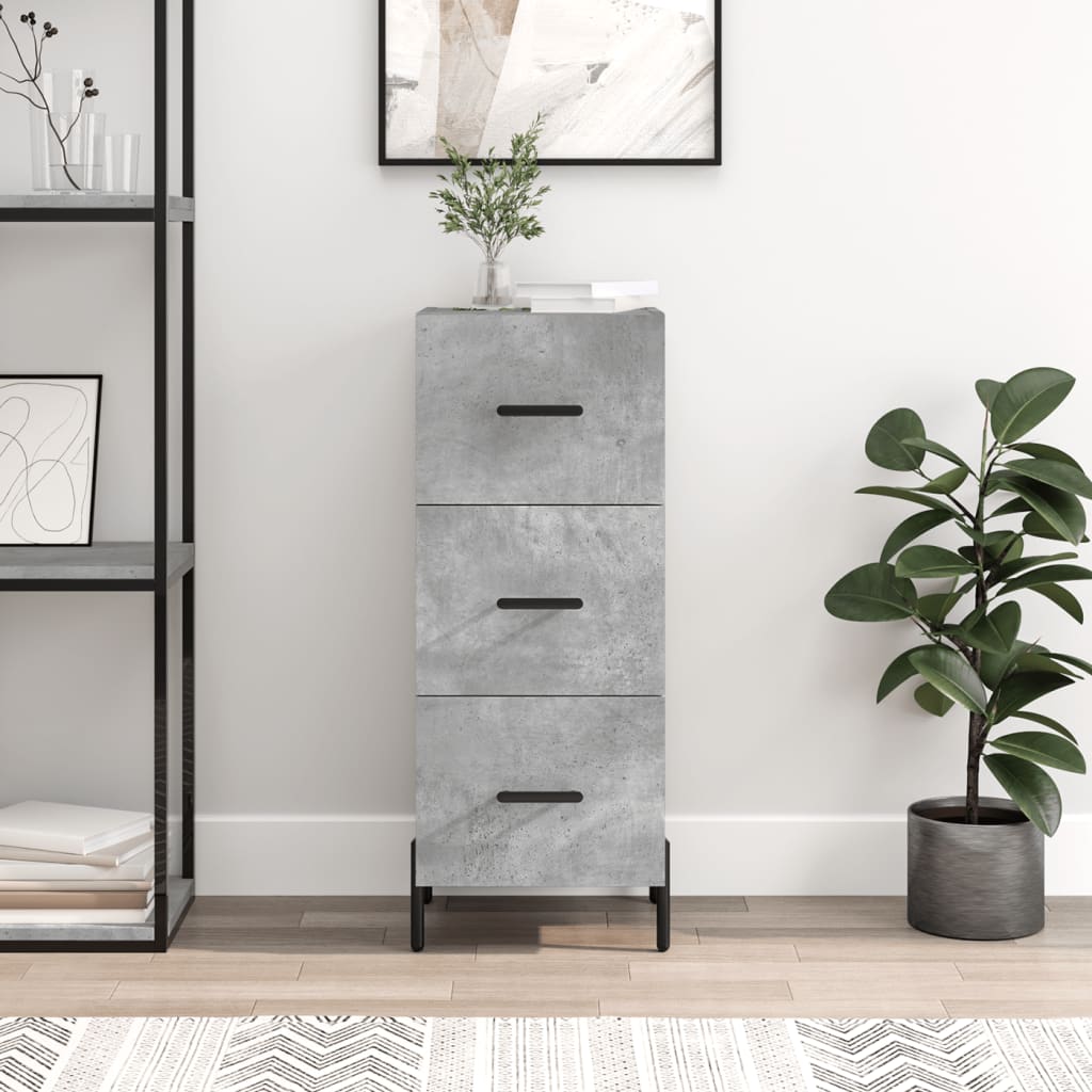 skænk 34,5x34x90 cm konstrueret træ betongrå