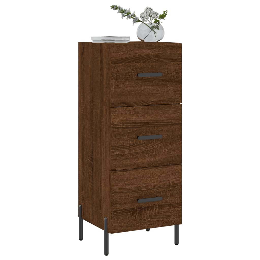skænk 34,5x34x90 cm konstrueret træ brun egetræsfarve