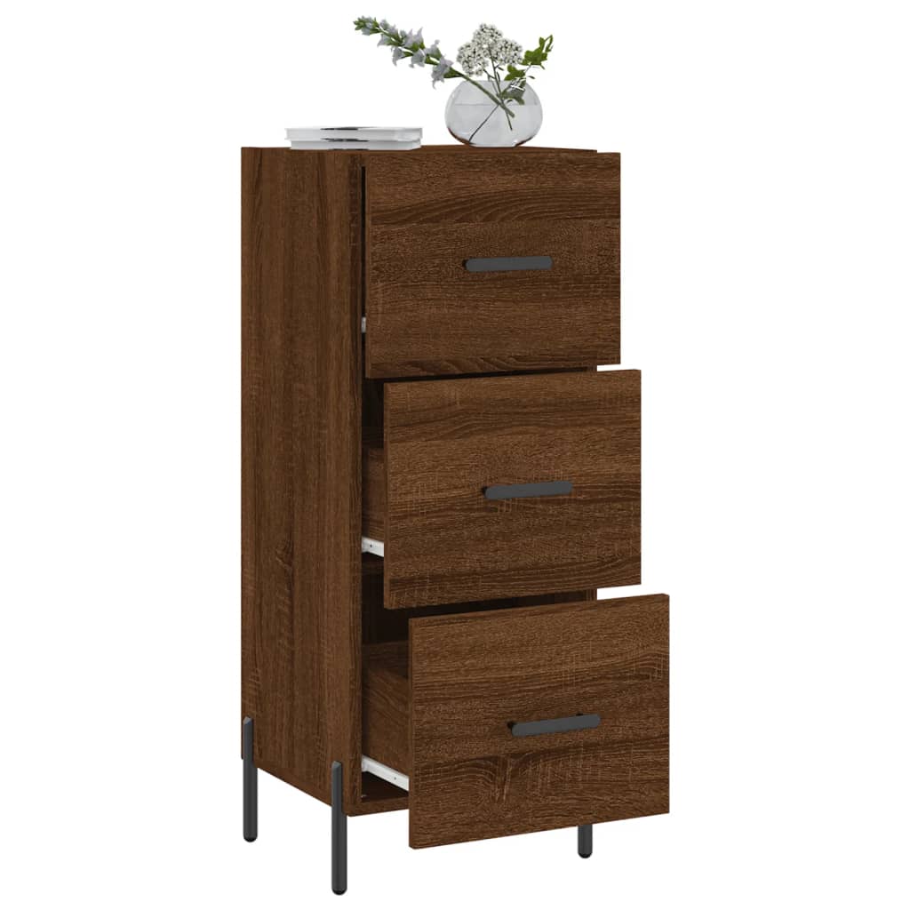 skænk 34,5x34x90 cm konstrueret træ brun egetræsfarve