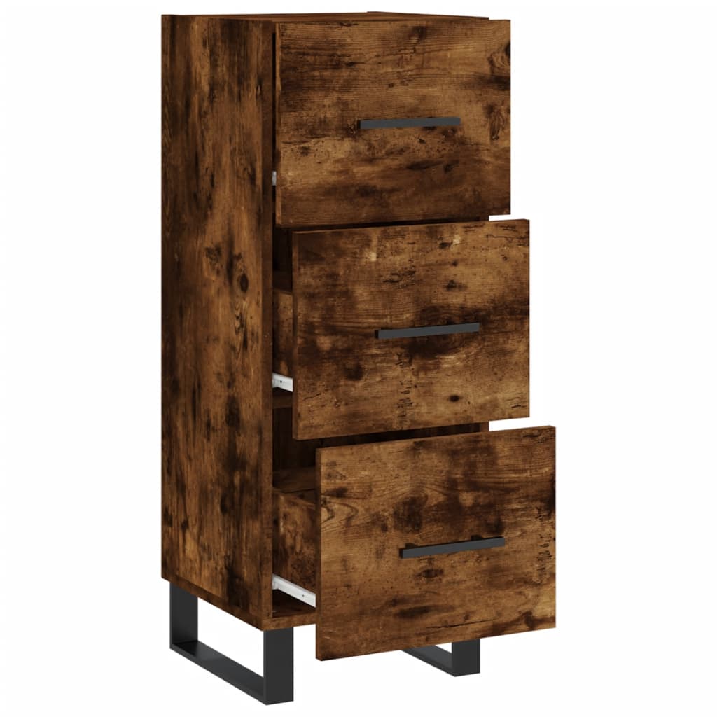 skænk 34,5x34x90 cm konstrueret træ røget egetræsfarve