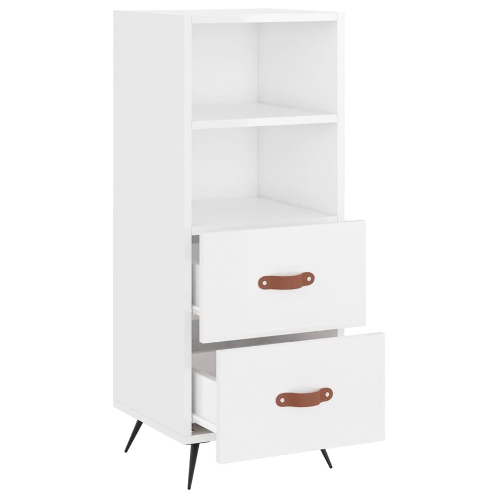 skænk 34,5x34x90 cm konstrueret træ hvid højglans