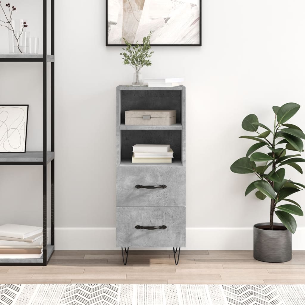 skænk 34,5x34x90 cm konstrueret træ betongrå