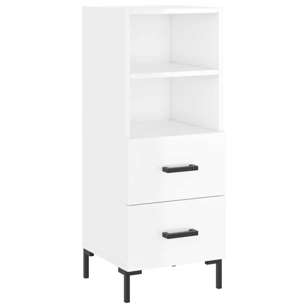 skænk 34,5x34x90 cm konstrueret træ hvid højglans