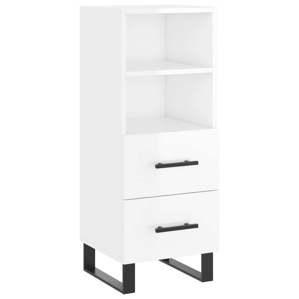 skænk 34,5x34x90 cm konstrueret træ hvid højglans