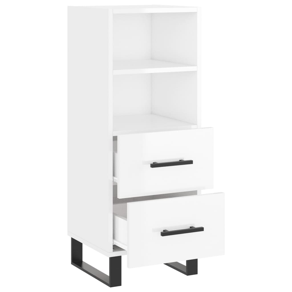 skænk 34,5x34x90 cm konstrueret træ hvid højglans