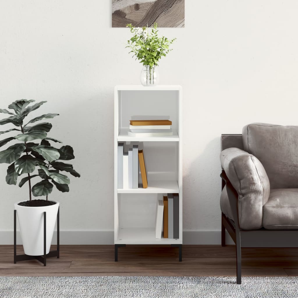 skænk 34,5x32,5x90 cm konstrueret træ hvid højglans