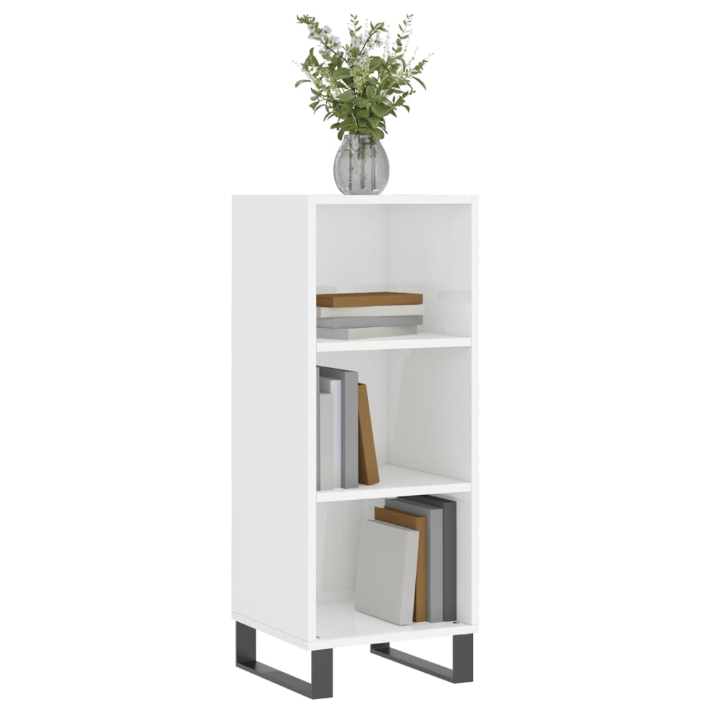 skænk 34,5x32,5x90 cm konstrueret træ hvid højglans