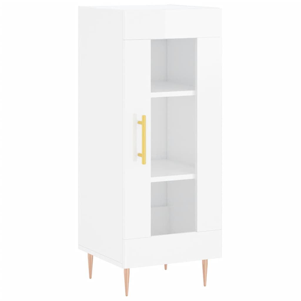 skænk 34,5x34x90 cm konstrueret træ hvid højglans