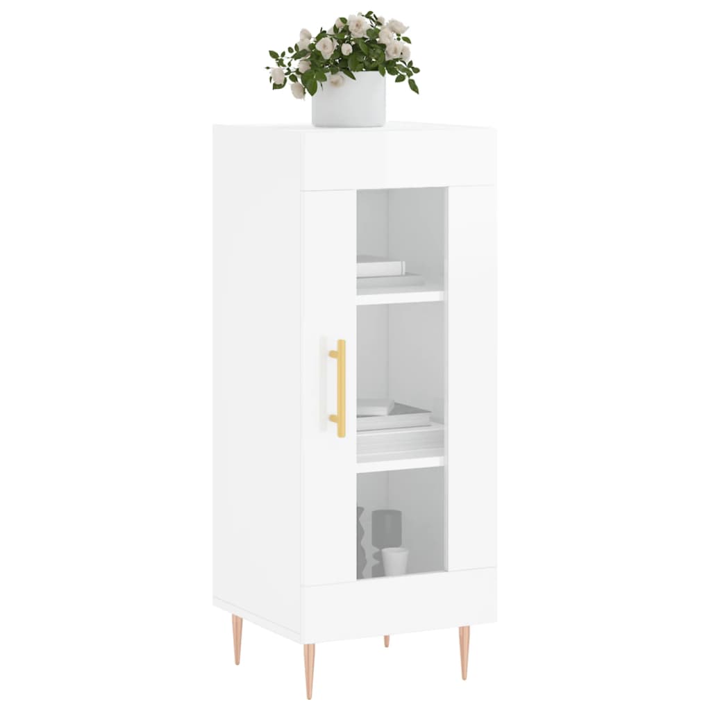 skænk 34,5x34x90 cm konstrueret træ hvid højglans