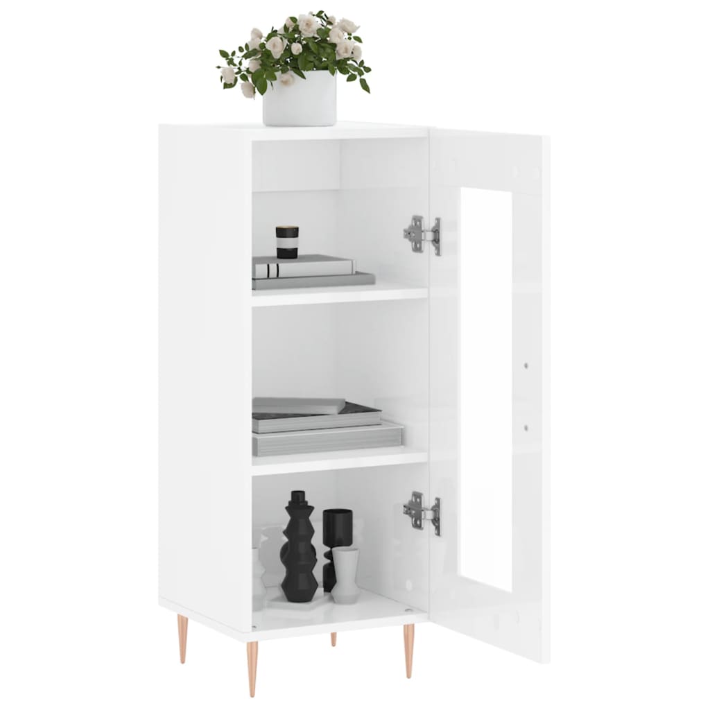 skænk 34,5x34x90 cm konstrueret træ hvid højglans