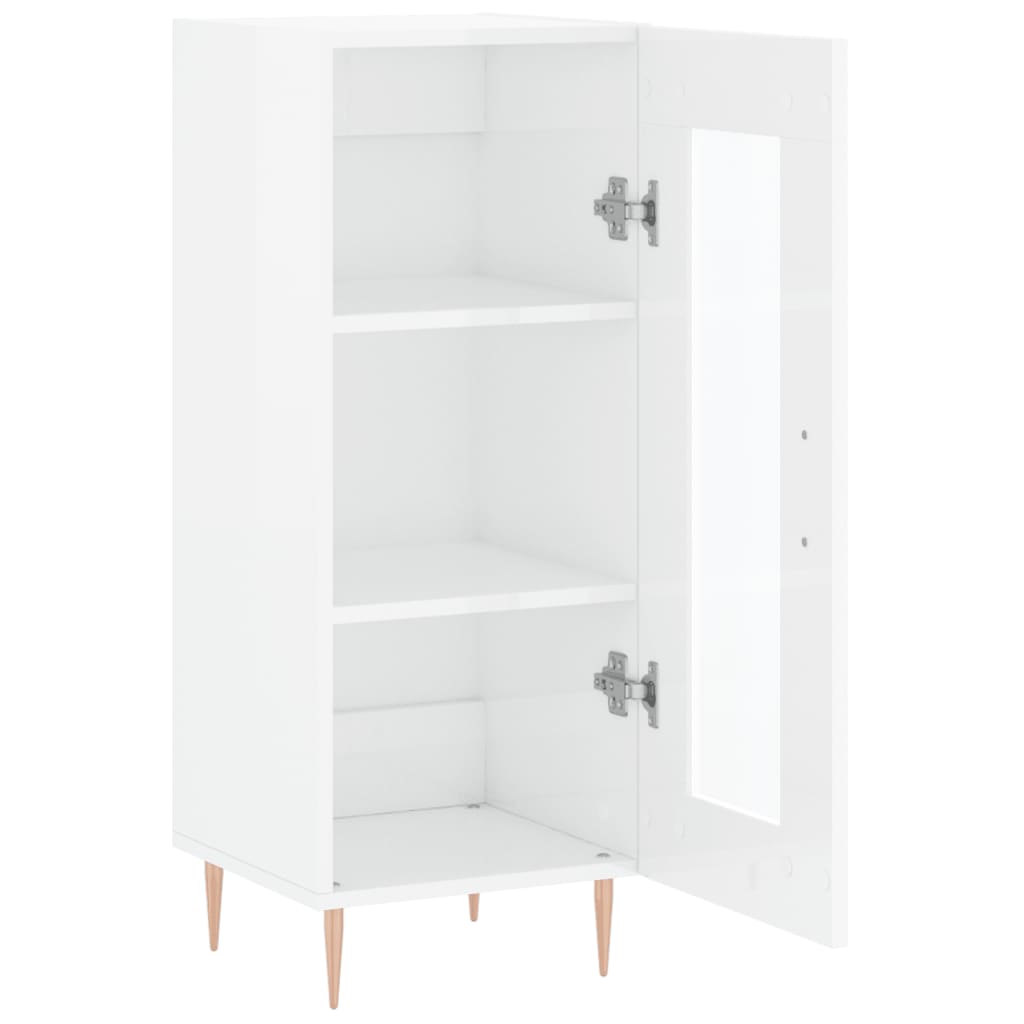 skænk 34,5x34x90 cm konstrueret træ hvid højglans