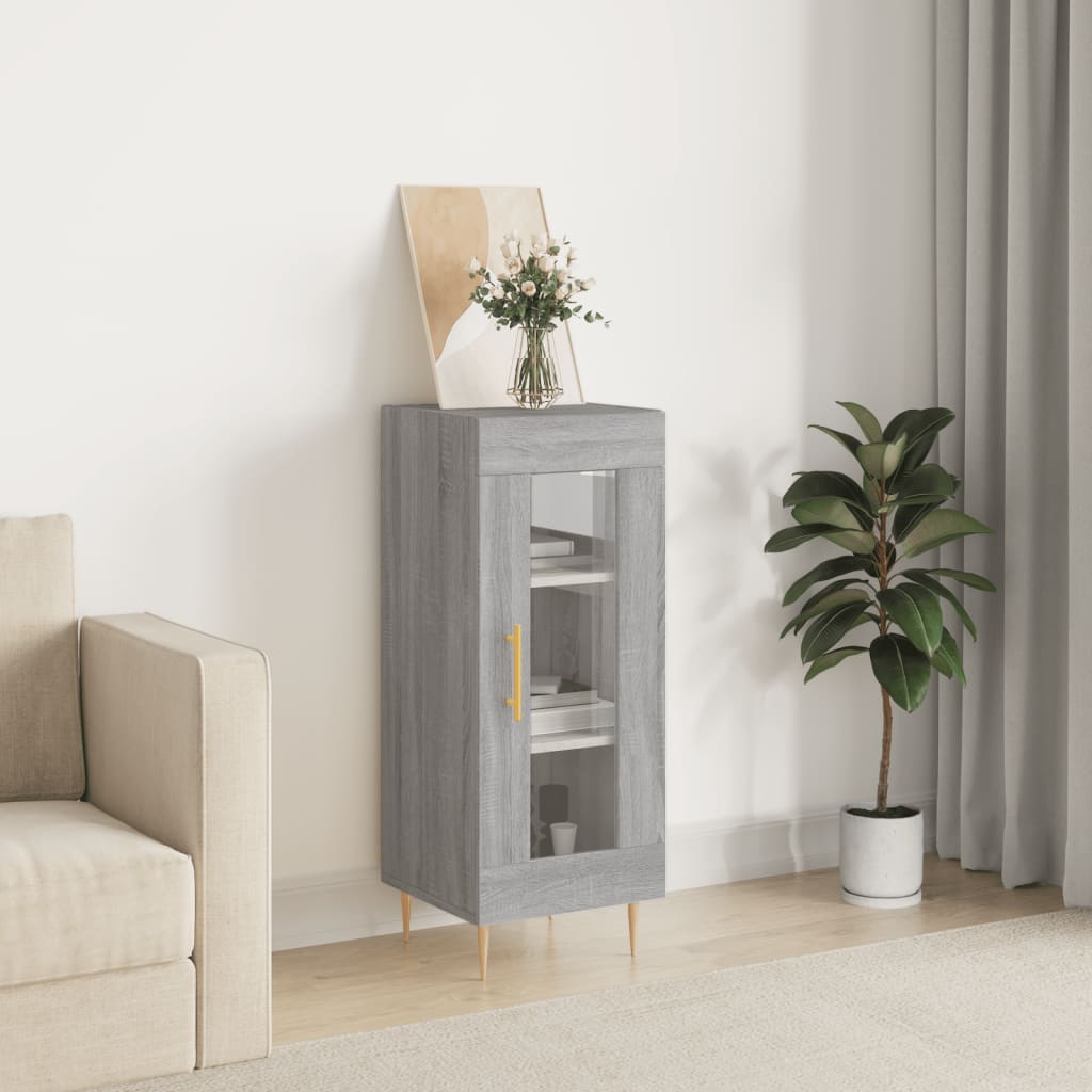 skænk 34,5x34x90 cm konstrueret træ grå sonoma-eg