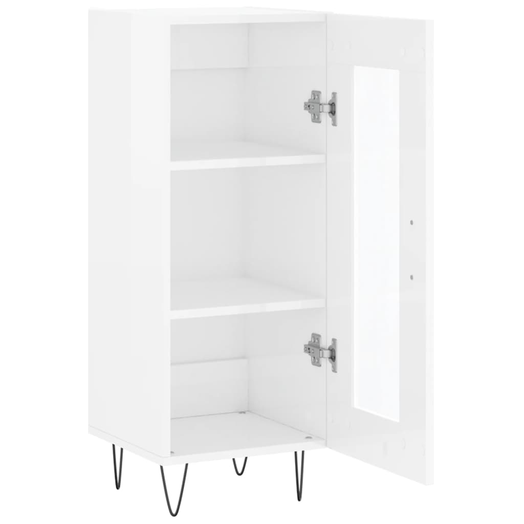 skænk 34,5x34x90 cm konstrueret træ hvid højglans