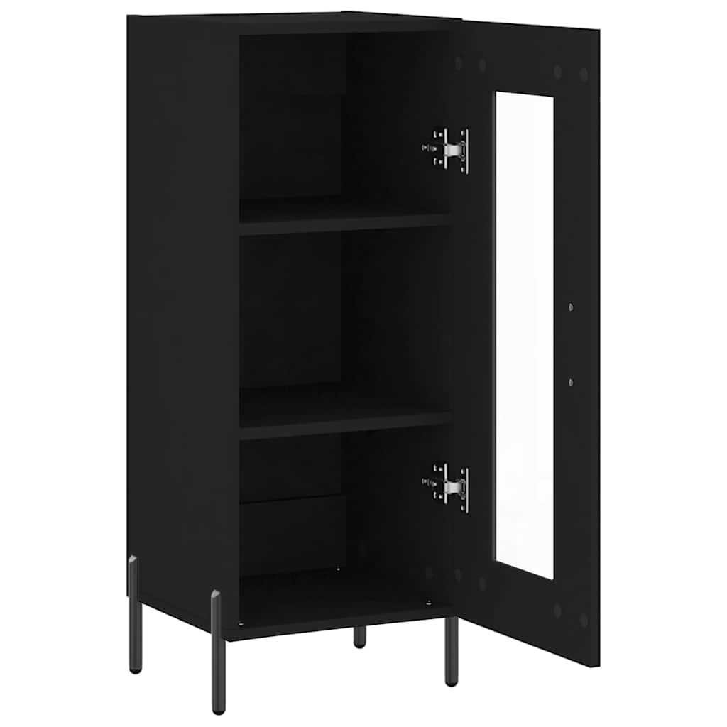 skænk 34,5x34x90 cm konstrueret træ sort