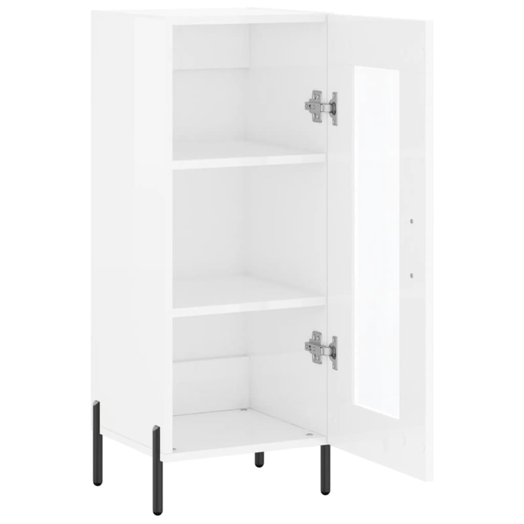 skænk 34,5x34x90 cm konstrueret træ hvid højglans