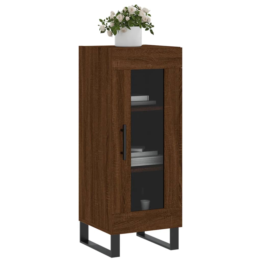 skænk 34,5x34x90 cm konstrueret træ brun egetræsfarve
