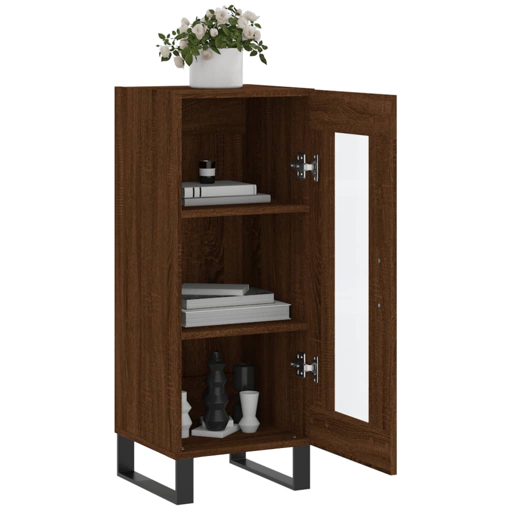 skænk 34,5x34x90 cm konstrueret træ brun egetræsfarve