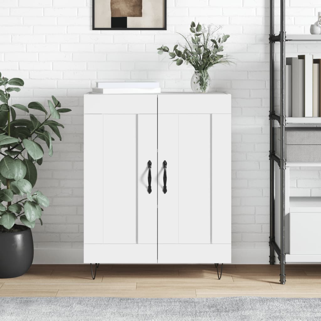 skænk 69,5x34x90 cm konstrueret træ hvid højglans