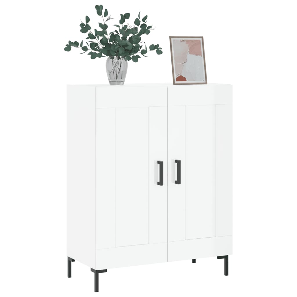 skænk 69,5x34x90 cm konstrueret træ hvid højglans